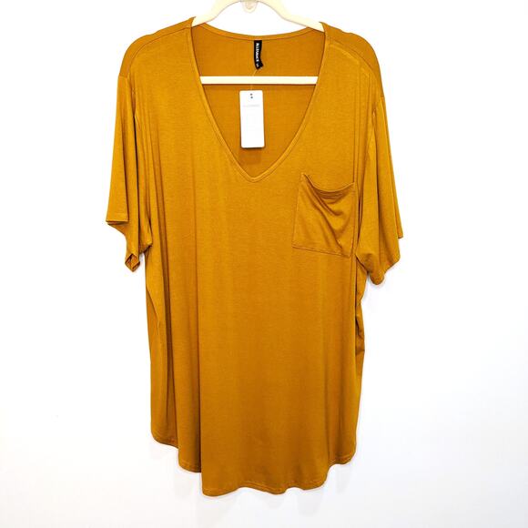2 New Allegrace Womens 3X Shirts Tops Plus Size Short Sleeve Tan Yellow - Picture 7 of 11